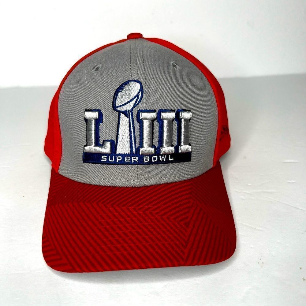 New Era NFL Super Bowl LIII 53 Red & Grey Hat Cap Atlanta Adjustable EUC